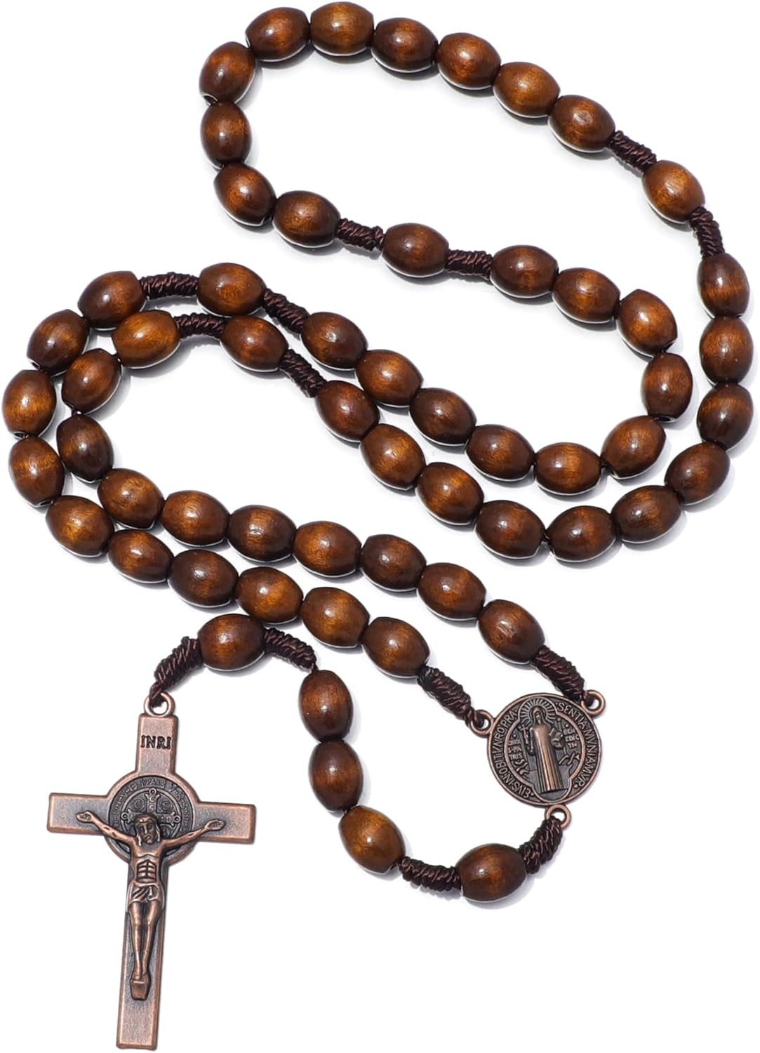 KOMI Handmade Wooden Catholic Rosaries, Rosary Beads Necklace from Bethlehem Wood Christian Prayer Holy Soil Medal & Metal Cross for Catholic or Christian Gift image number 5