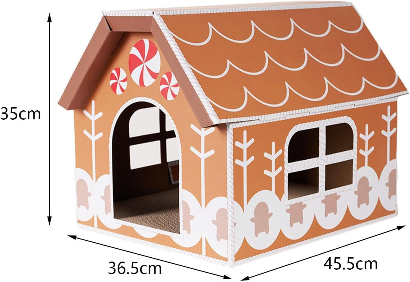 ＫＬＫＣＭＳ Cardboard Cat House Scratcher Holiday Home Decoration for Indoor Cats Scratching Toy Board, Gingerbread