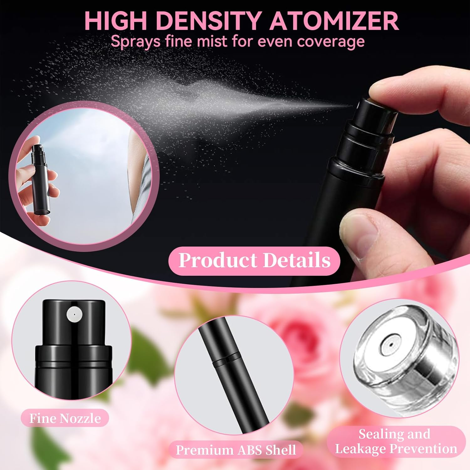 2 PCS Bottom Filling Perfume Subpackage Bottles, 5ML Refillable Spray Bottle, Leakproof Portable Mini Travel Perfume Atomizer with Fine Mist Pump, High-Quality Perfume Mist Dispenser (Black) image number 4