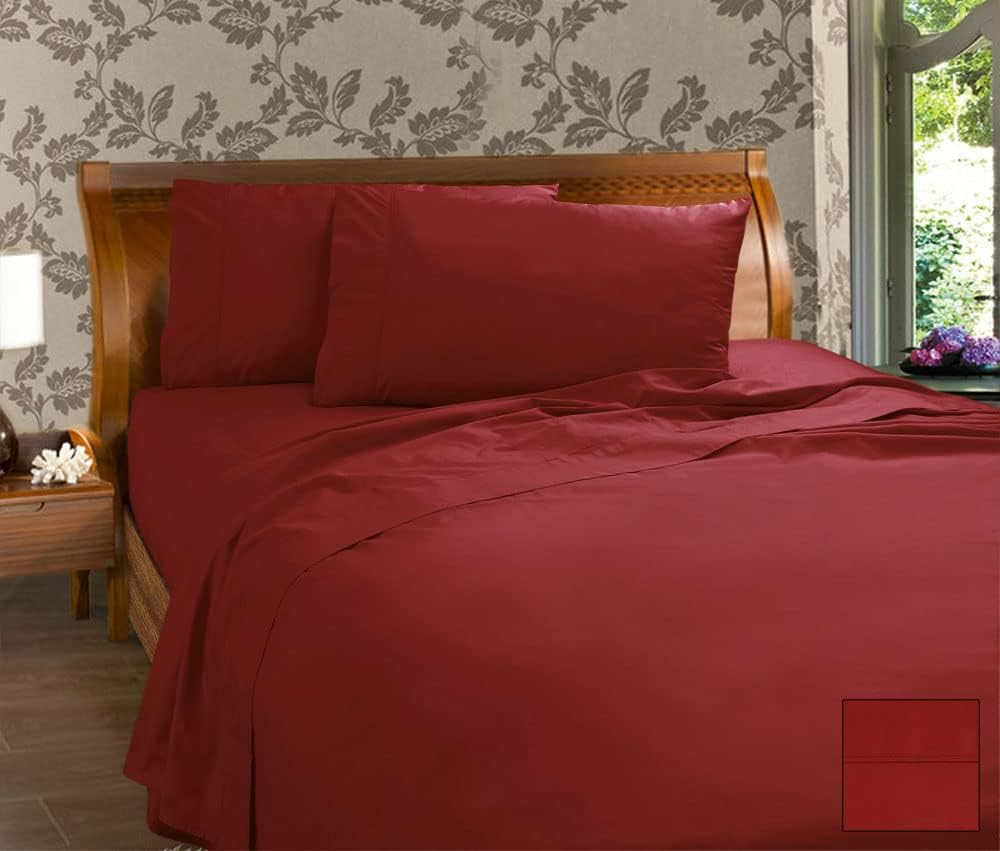 Kingdom 225 Thread Count Kingdom Collection Easy Care Percale Sheet Set, Single, Red