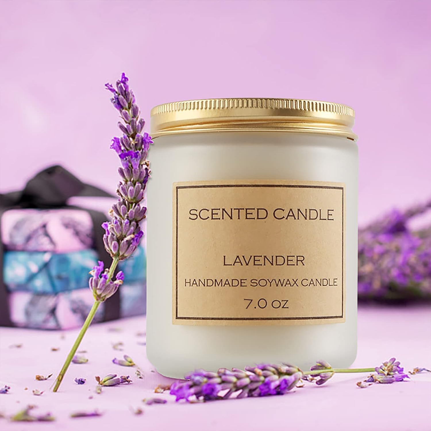 Scented Candles Gift,7Oz Natural Soy Wax Candle,Long-Lasting Aromatherapy Candle for Home Decor & Fragrance(Lavender & Lemon)