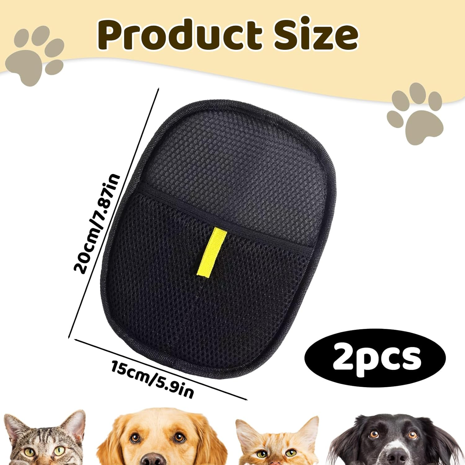 Jazrvr Pack of 2 Fur Magnetic Gloves, Pet Hair Remover Glove for Cats, Double-Sided Grooming Gloves, Cat Hair Remover Glove, 24 X 17.5 Cm image number 4