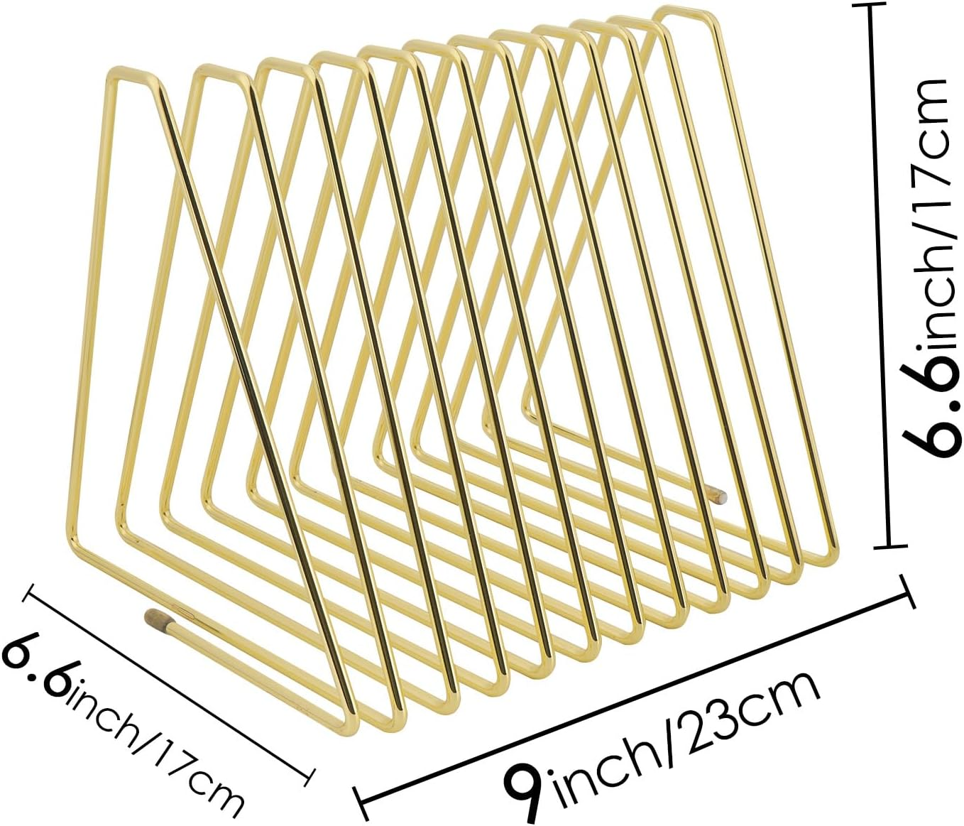 Elastic Decorative Bookend for Desk, 11 Slots Elastic File Sorter Organizer, Stretchable Iron Triangle Bookshelf Holder for Home, Office (Gold)