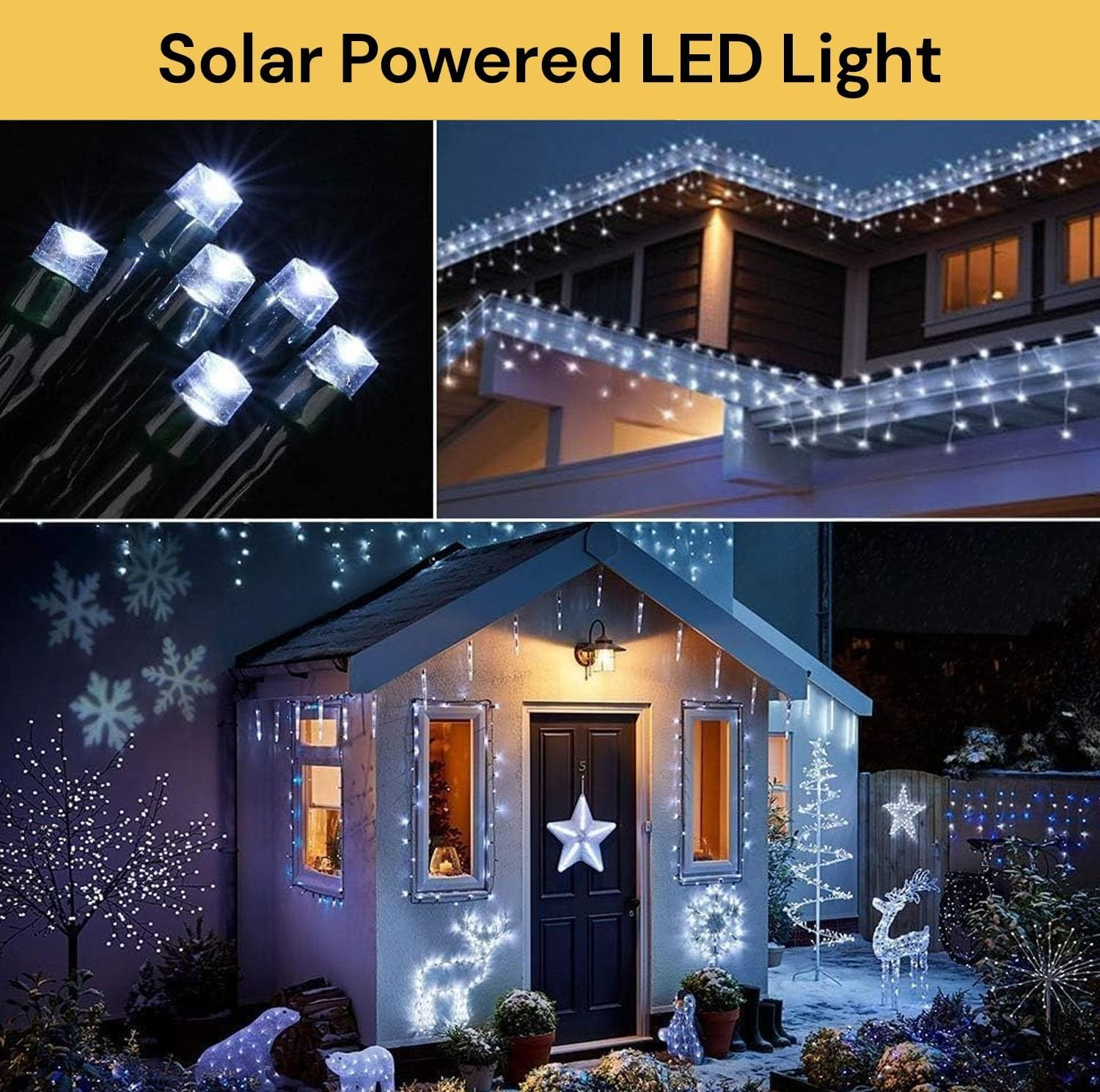 EZONEDEAL 72Ft Solar String Lights Outdoor, Solar Lights for outside 8 Mode Waterproof Solar String Lights for outside Decor Garden Backyard Wedding Holiday Party for Xmas Tree (200LED White) image number 5