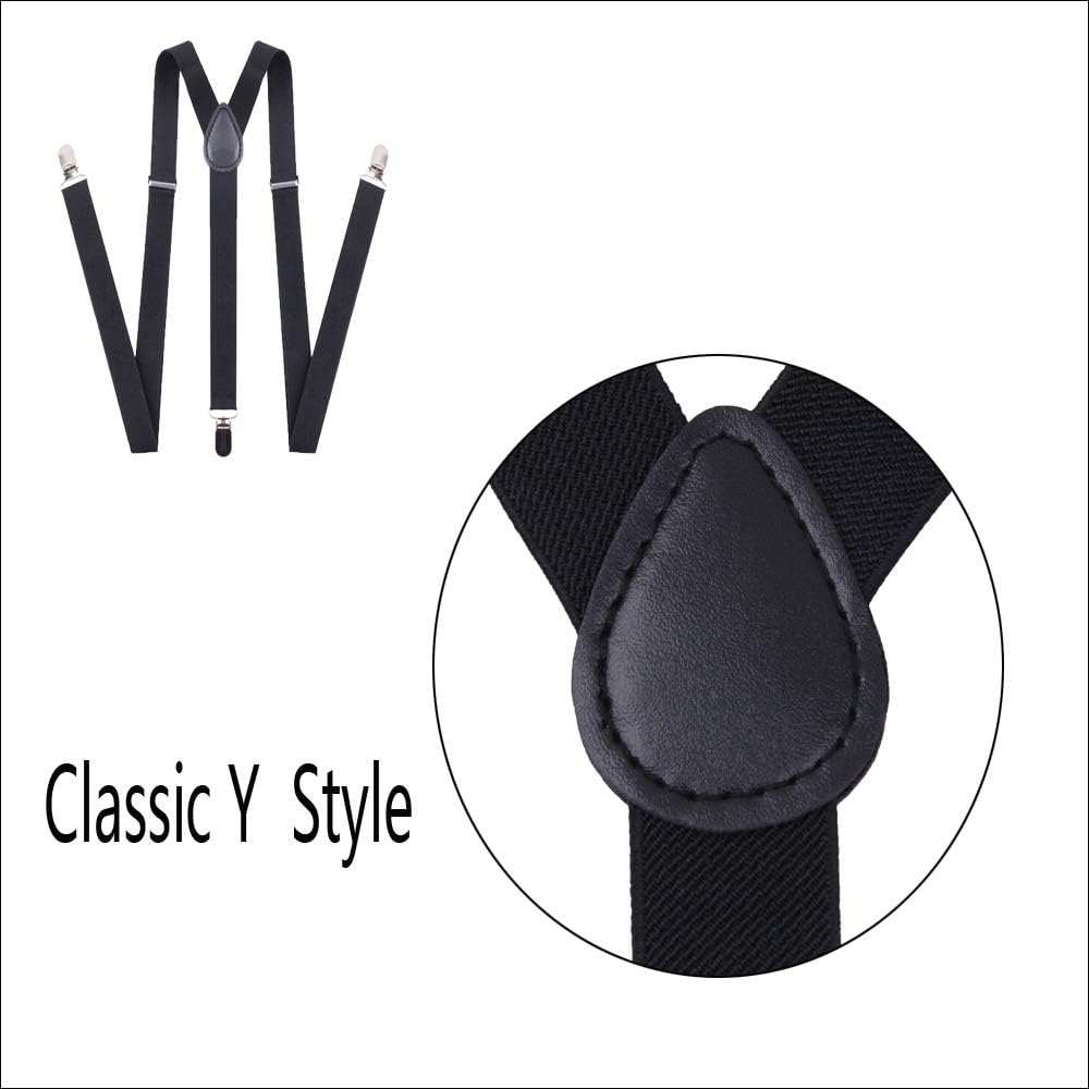 Chiyu-Yang Suspenders Bow Tie for Men and Women - Adjustable Tall Stature Elastic Y Back Style with Strong Metal Clips