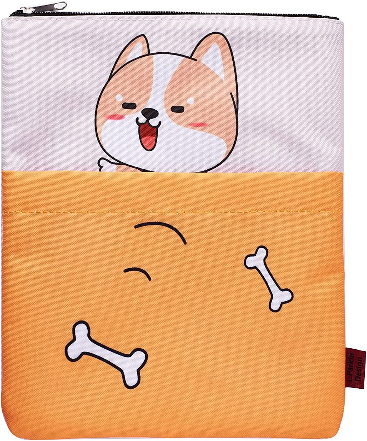 Book Sleeve Shiba Inu Dog Book Covers for Paperbacks, Washable Fabric, Book Sleeves with Zipper, Medium 11 Inch X 8.7 Inch Book Lover Gifts image number 3