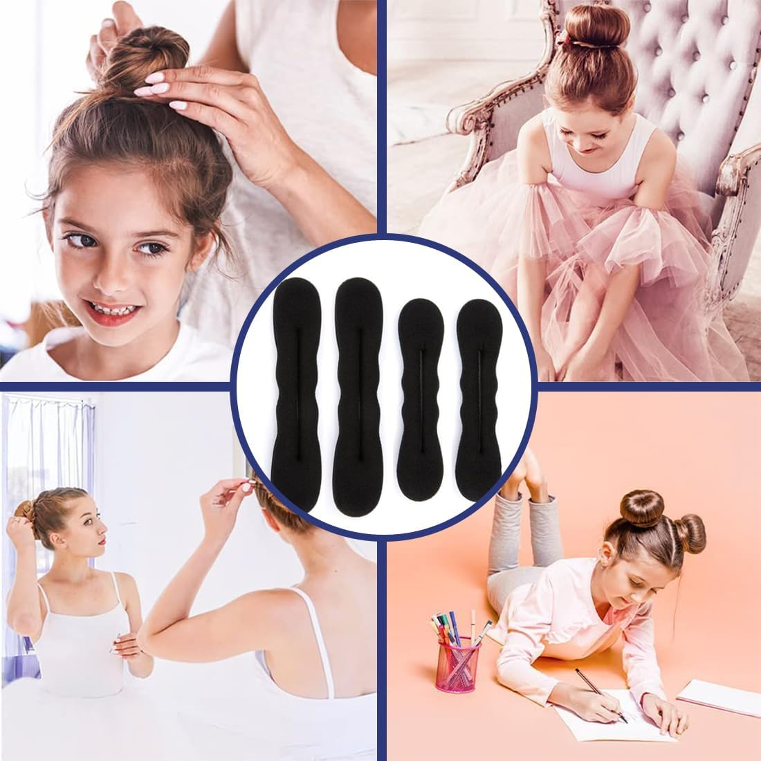 Pack of 4 Bun Maker, Pillow Top Hair Stylist, Hair Plate Maker, Bun Maker, Magic Bun image number 4