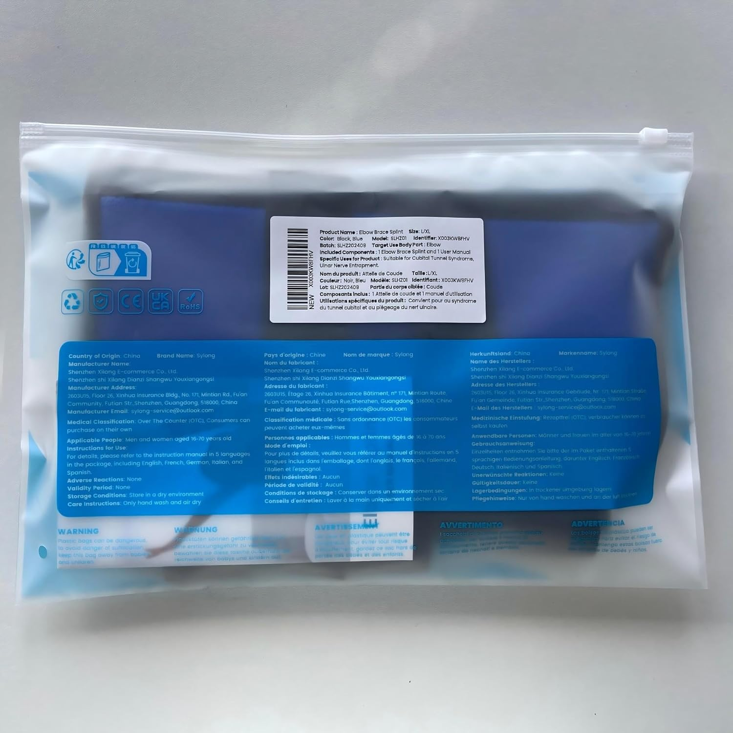 Elbow Brace,Elbow Splint for Cubital Tunnel Syndrome,Night Elbow Sleep Support with 3 Plastic Strips,For Ulnar Nerve, Tennis Elbow,Tendonitis,Fits for Men and Women, for Left and Right Arm - L/XL image number 6