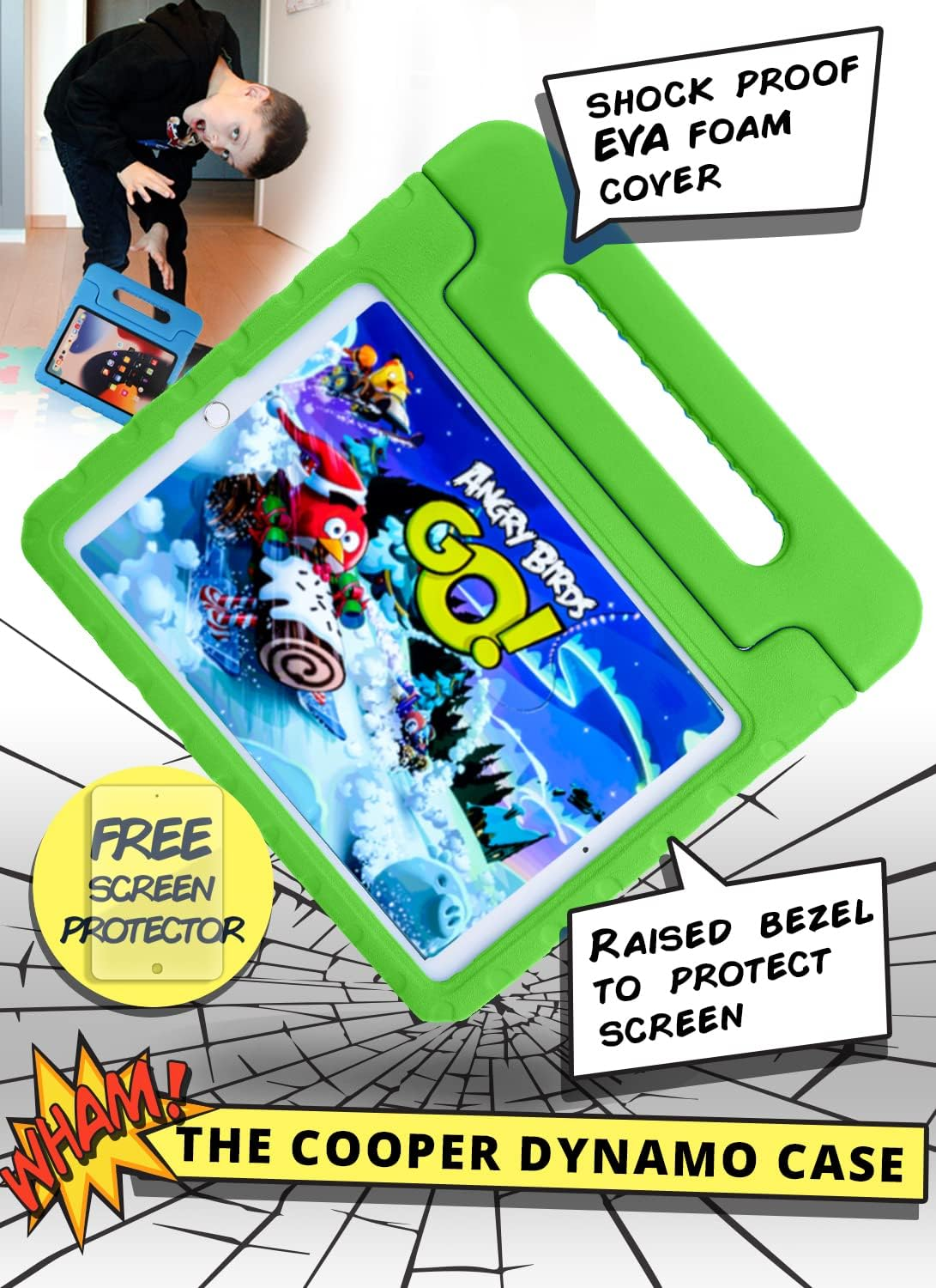 Official Cooper Dynamo Case for Ipad Air 1/ Ipad Air 2 Case for Kids, Ipad 6Th/ Ipad 5Th Generation Case for Kids, Ipad Pro 9.7 | Rugged Foam, Magic Handle, Stand, Pencil Holder, Eco-Mailer image number 6