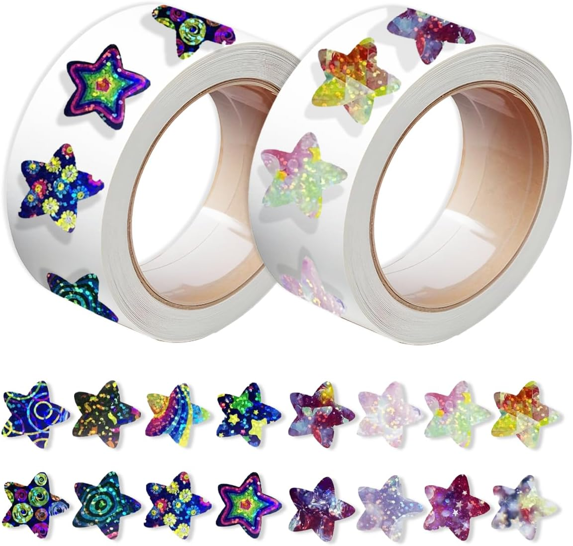 Foil Star Sticker, 1000 PCS Reward Sticker Stars for DIY, School Supplies (2.5Cm, 2 Roll) image number 1