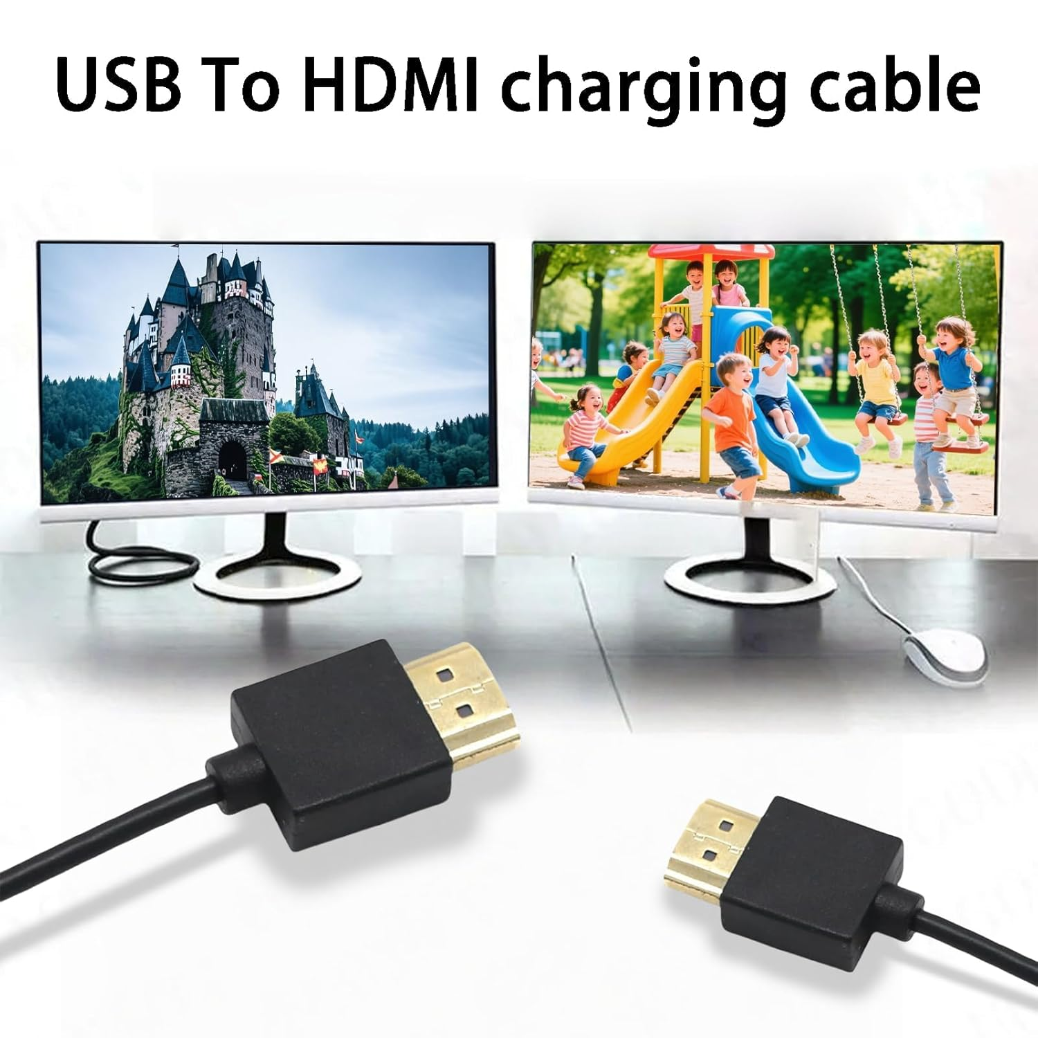 Lyvixora USB to HDMI Cable - USB 2.0 to HDMI Male Cable Power Supply Smart Device Laptop Cable Adapter (0.5M) image number 2