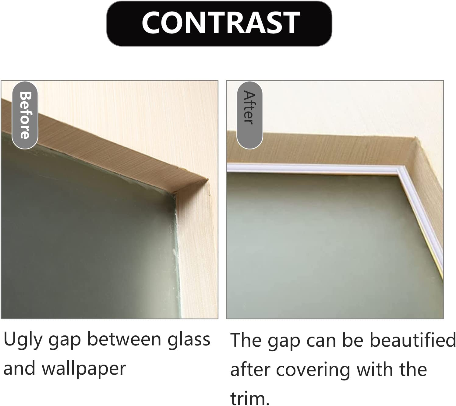 Flexible Molding Trim, TPE Self Adhesive Quarter round Molding Strip, Wall Corner Decoration Tile Trim for Bedroom Kitchen Renovation (White, 5M 12X9Mm) image number 5