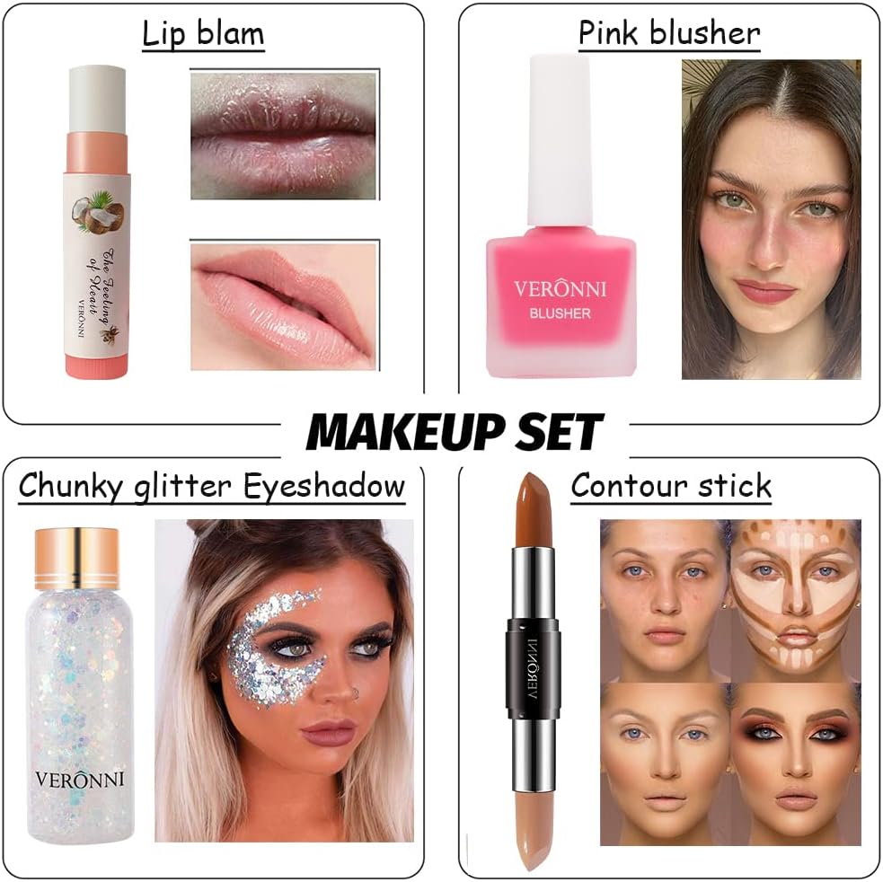 All in One Makeup Kits Women Full Multi-Purpose Beauty Kit, Eyeshadow Palette Lip Gloss Eyebrow Pencil Foundation Concealer Blusher Eyeliner Mascara with Gift Bag for Beginners or Pros image number 3