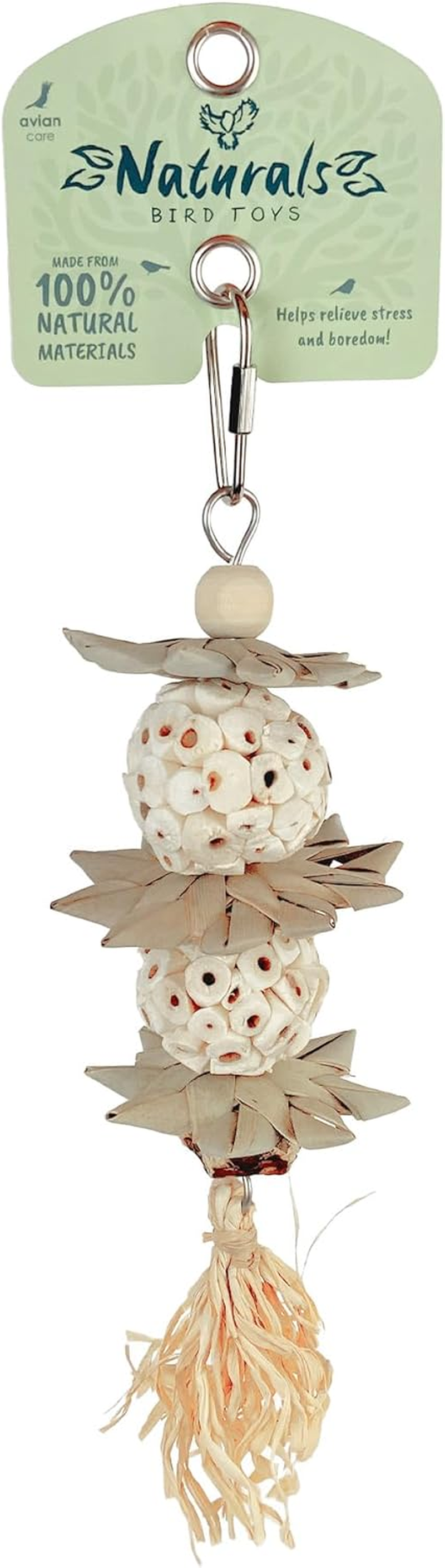 Avian Care Naturals Palm Star Balls Bird Toy, 25Cm &ndash; 100% Natural Eco-Friendly Chew Toy with Palm Leaf & Raffia, for All Birds