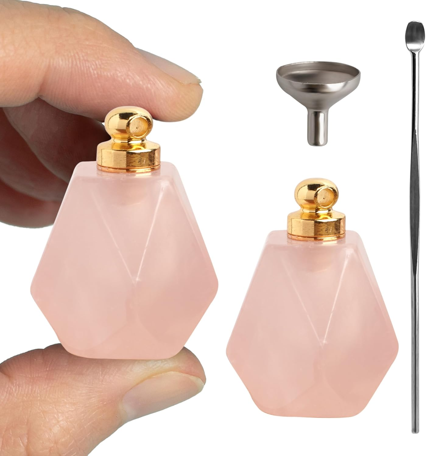 BOHO GARDEN Crystal Keepsake Urn - Wearable Small Container for Ashes, Memorial Urns Made from Real Crystal Material - Includes Spoon, Stick, Funnel & Storage Box (Malachite (Gold))