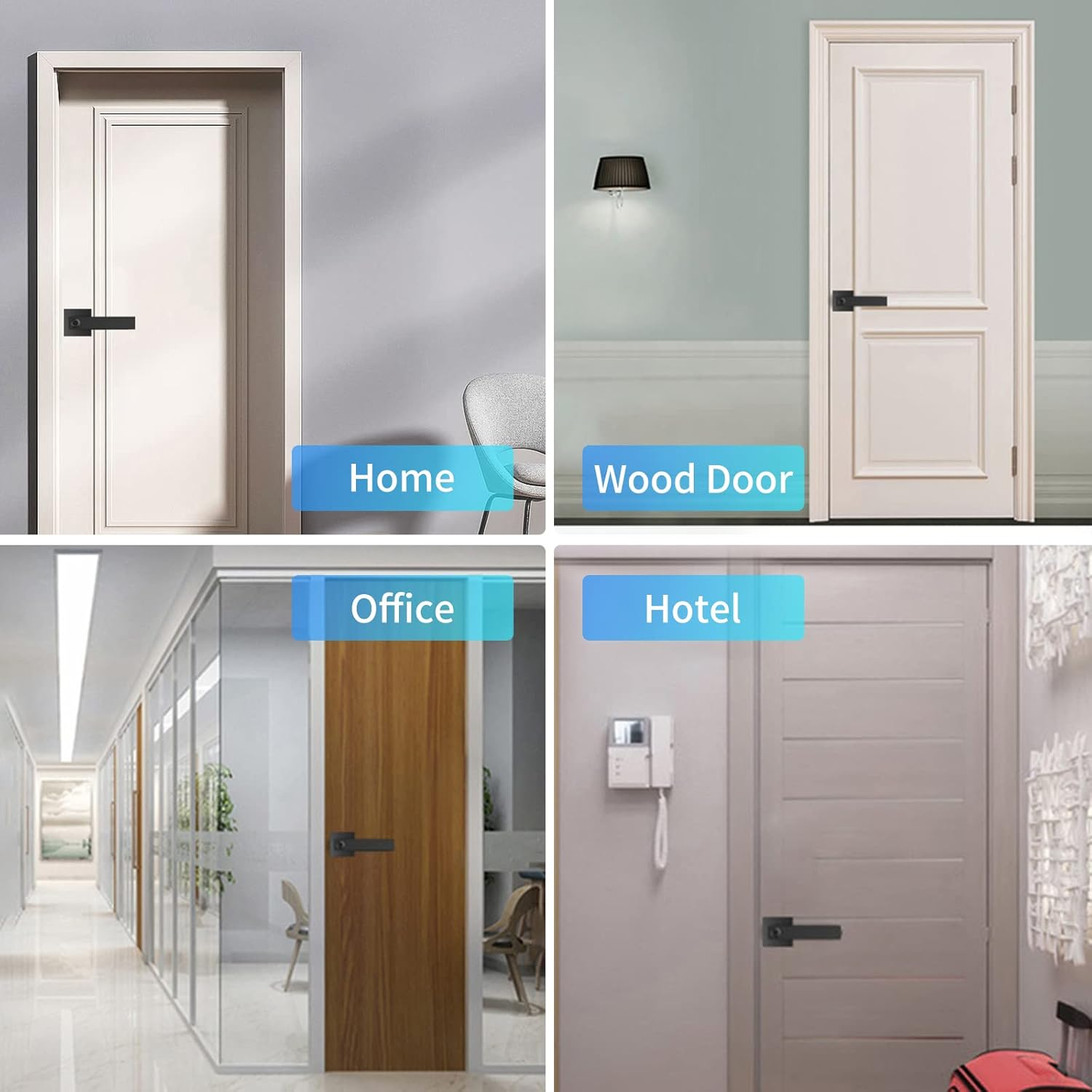 Mingzhe 30 Groups Fingerprint Door Lock Smart Door Knob Gate Locks Left-Right Open Door Lever Lock Set Entry Door Lock for Home Interior Door Bedroom Hotel Warehouse Office - Black image number 4