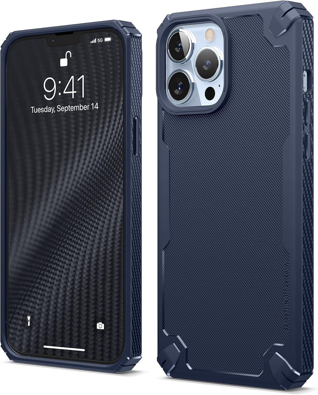 Elago Armor Case Compatible with Iphone 14 Pro Max Case (6.7"), US Military Grade Drop Protection, Heavy-Duty Protective Case, Carbon Fiber Texture, Tough Rugged Design,Shockproof Bumper Cover(Black)