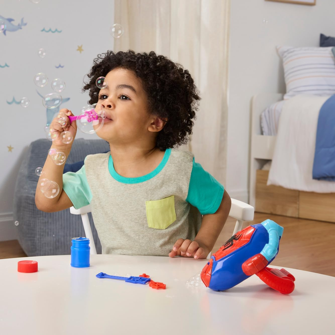 Marvel Spidey and His Amazing Friends Water-Webs Electronic Bubble Slinger, Super Hero Role Play Toys for Kids, Ages 3+ image number 1