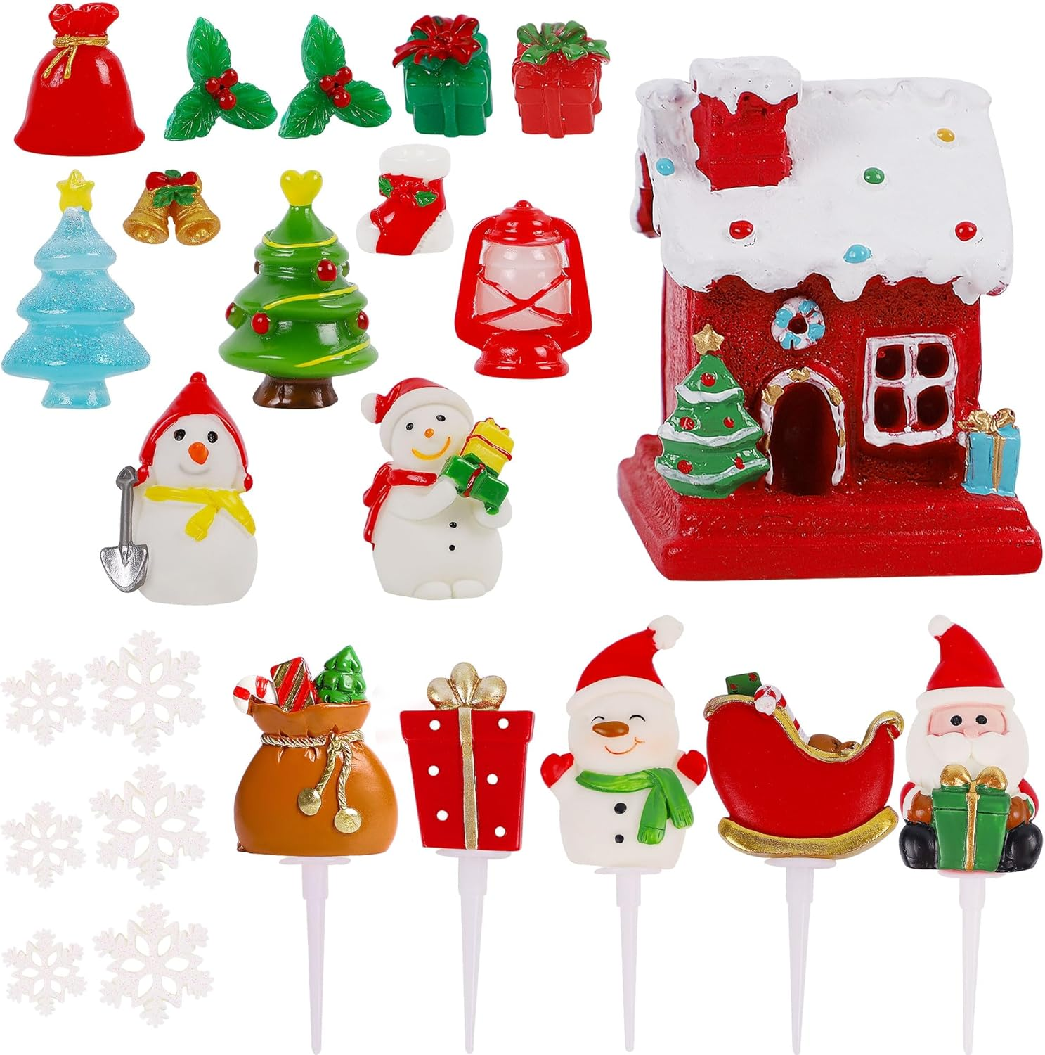Lulu Home 12 PCS Cupcake Toppers, Small Cupcake Picks Shaped in Santa Snowman Gift Bag Christmas Tree Sleigh for Xmas Holiday Party Decor Supplies image number 4
