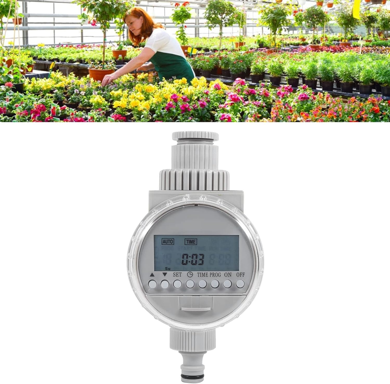Solar Powered Water Timer Solar Watering Timer Irrigation Controller Auto Watering System with LCD Display 16 Programs for Garden Yard Balcony image number 6