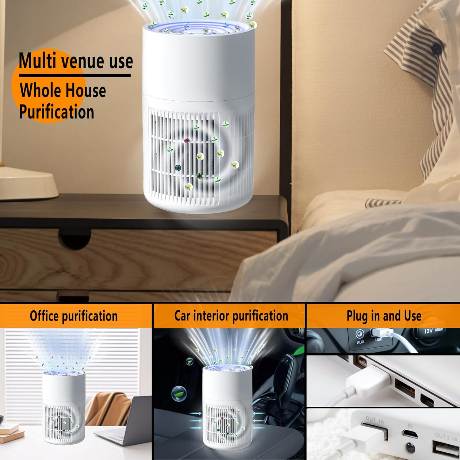 Air Purifier for Bedroom Air Cleaner,H13 HEPA Filters Purifiers,Aromatherapy Tablets with Addition of Essential Oils to Improve Sleep,Portable 20Db Quiet Air Filter Purifier,Home,Office,And Car Use
