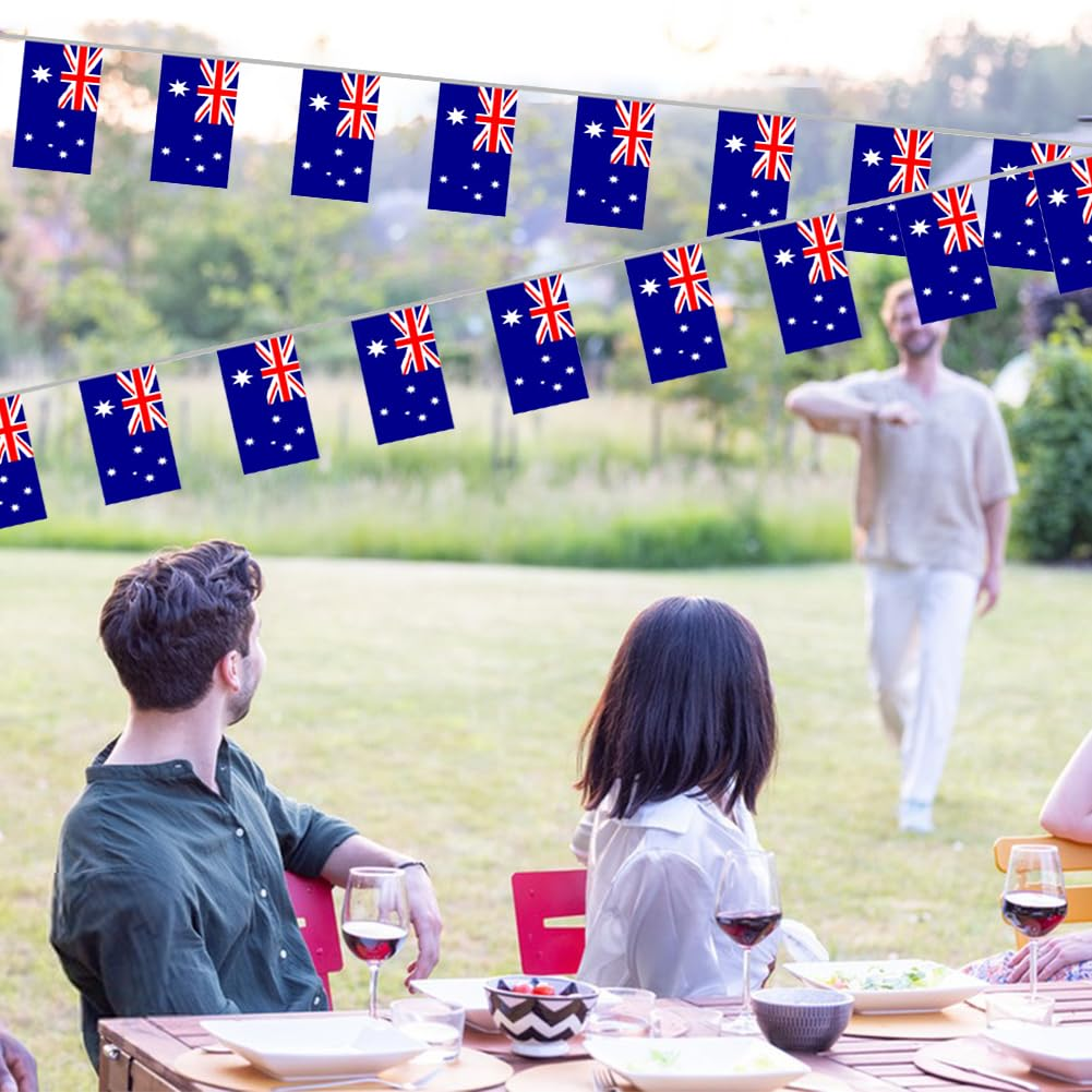 Australia String Flag Pennant Banner,Kiwinvou 38Pcs Australia Flags,10 Meter Mini Australian Flags Bunting Banner for School, Party, Sports Events, Patriotic Festival image number 2