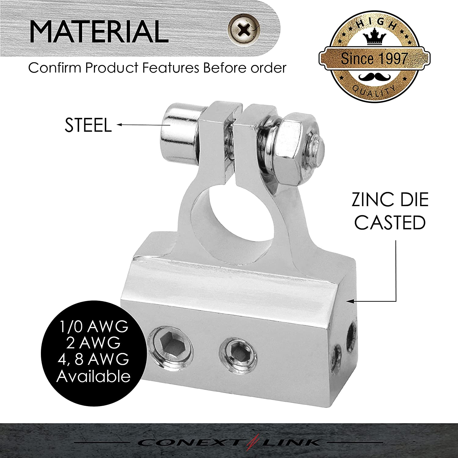 Conext Link BTZ1-2 Battery Terminal Postive Negative 8 4 2 1/0 Gauge 2 Pack image number 3