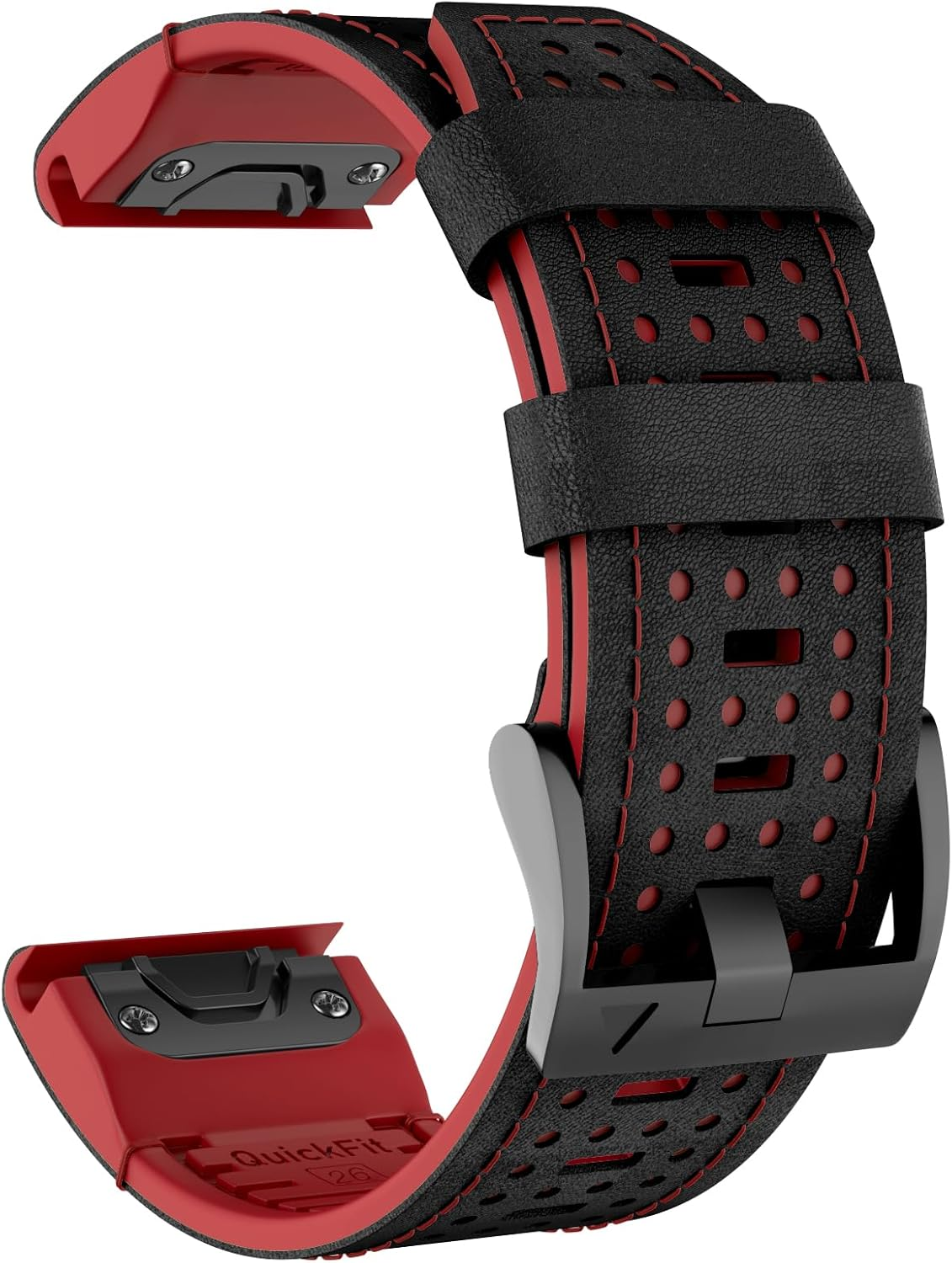 OVERSTEP Leather Bracelet Compatible with Fenix 7X, Soft and Breathable, Compatible with Fenix 7X/Fenix 7 Pro/Fenix 6X/Fenix 5X/Fenix 3 - Black Green image number 3