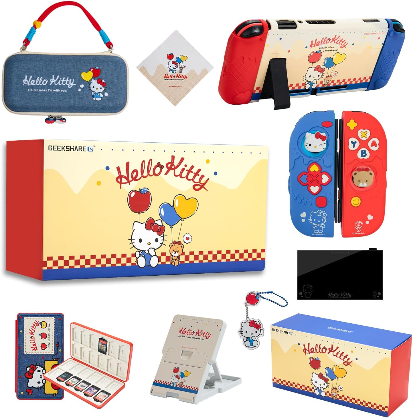 Kuitmor Switch Accessories Bundle for Switch:Carrying Case,Protective Case,Game Card Case,Screen Protector,Playstand,Thumb Grip Caps and More (For Switch 2017) image number 5