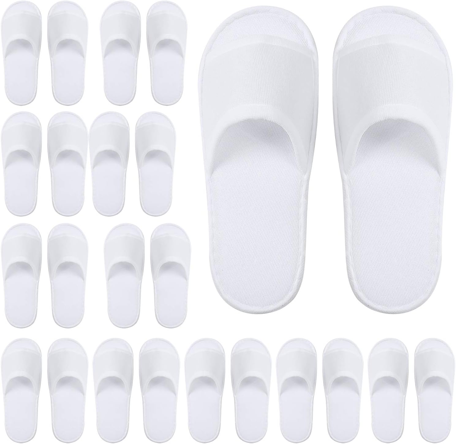 Elcoho 12 Pairs Open Toe Spa Slippers White Spa Hotel Guest Slippers for Spa, Party Guest, Hotel and Travel, Fits Most Men and Women image number 3