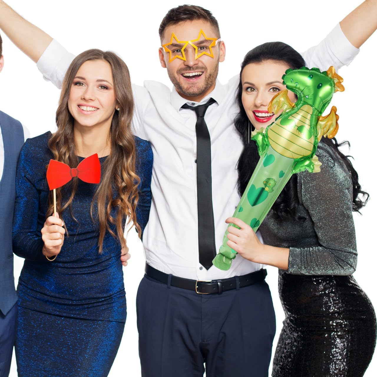 50Pcs Dinosaur Handheld Balloon - Aluminum Foil Animal Shaped Inflatable Party Balloons for Birthday Decorations, Kids Party Favors image number 4