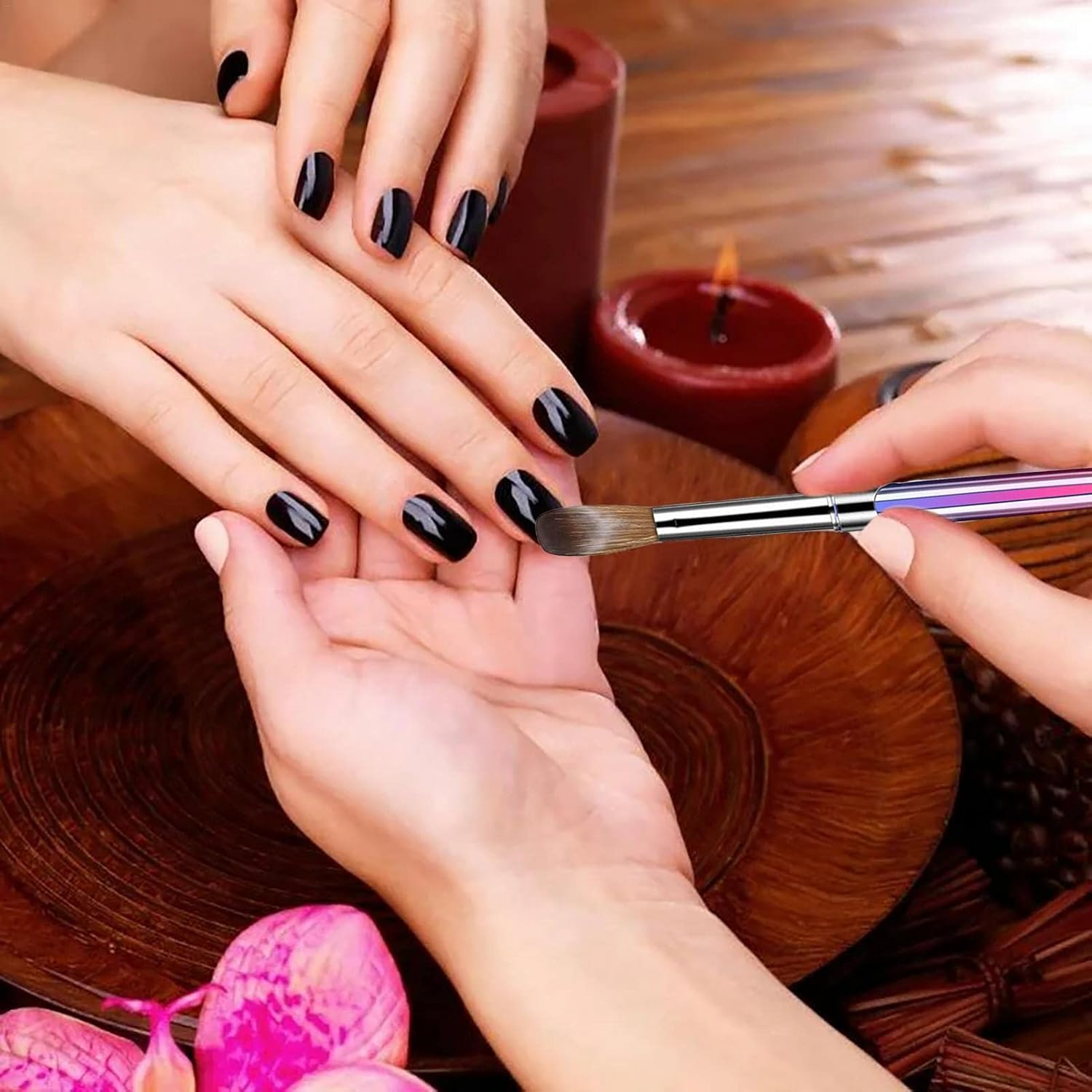 Metal Nail Brush Set | Nail Brushes Set for Acrylic Application Nail Drawing Art Brush | Brush Manicure Tools for Home and Salon image number 6