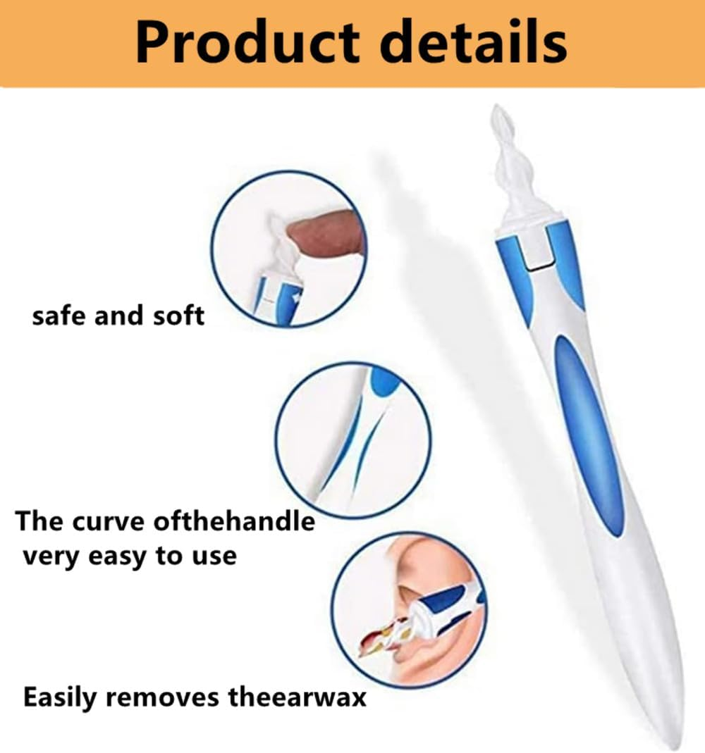 Earwax Remover Tool,Spiral Earwax Removal Tool，Reusable Earwax Removal Kit Safe Ear Cleaner with 16 Pcs Soft and Flexible Replaceme,Ear Cleaner Earwax Removal，The Best Choice for Removing Earwax