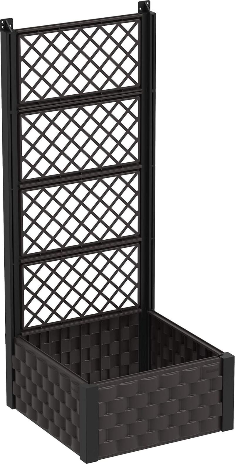 Duramax Square Raised Garden Bed with Trellis, Ideal for Indoor & Outdoor Planting, Weatherproof & Extendable Trellis Planter, Grow Herbs, Flowers and Vegetable Planter, 6L Capacity, Brown
