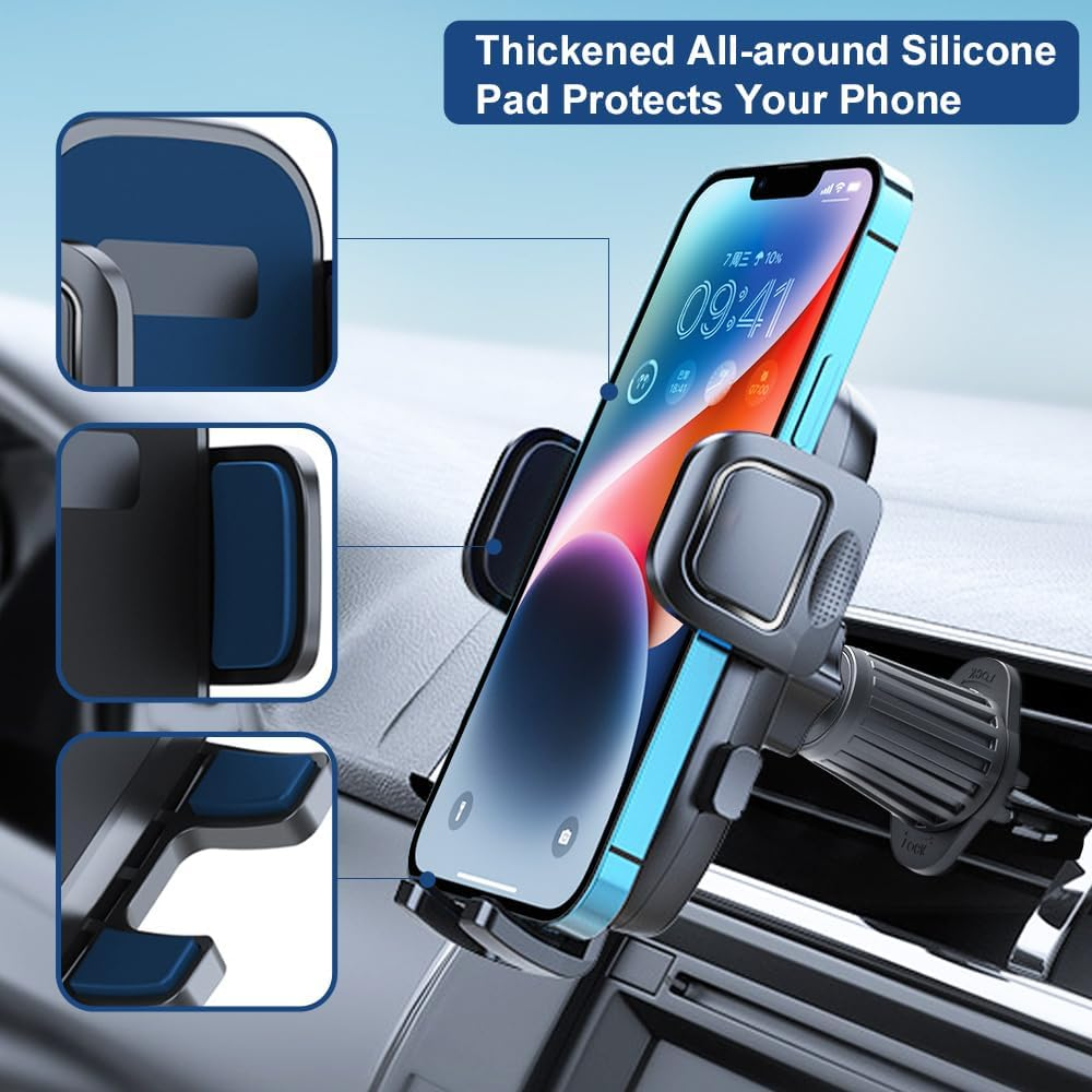 Phone Car Mount with 360 Rotation, Car Phone Holder, Air Vent, Universal Fit, Easy Installation, Compatible with Iphone/Samsung/Nokia, Black image number 2