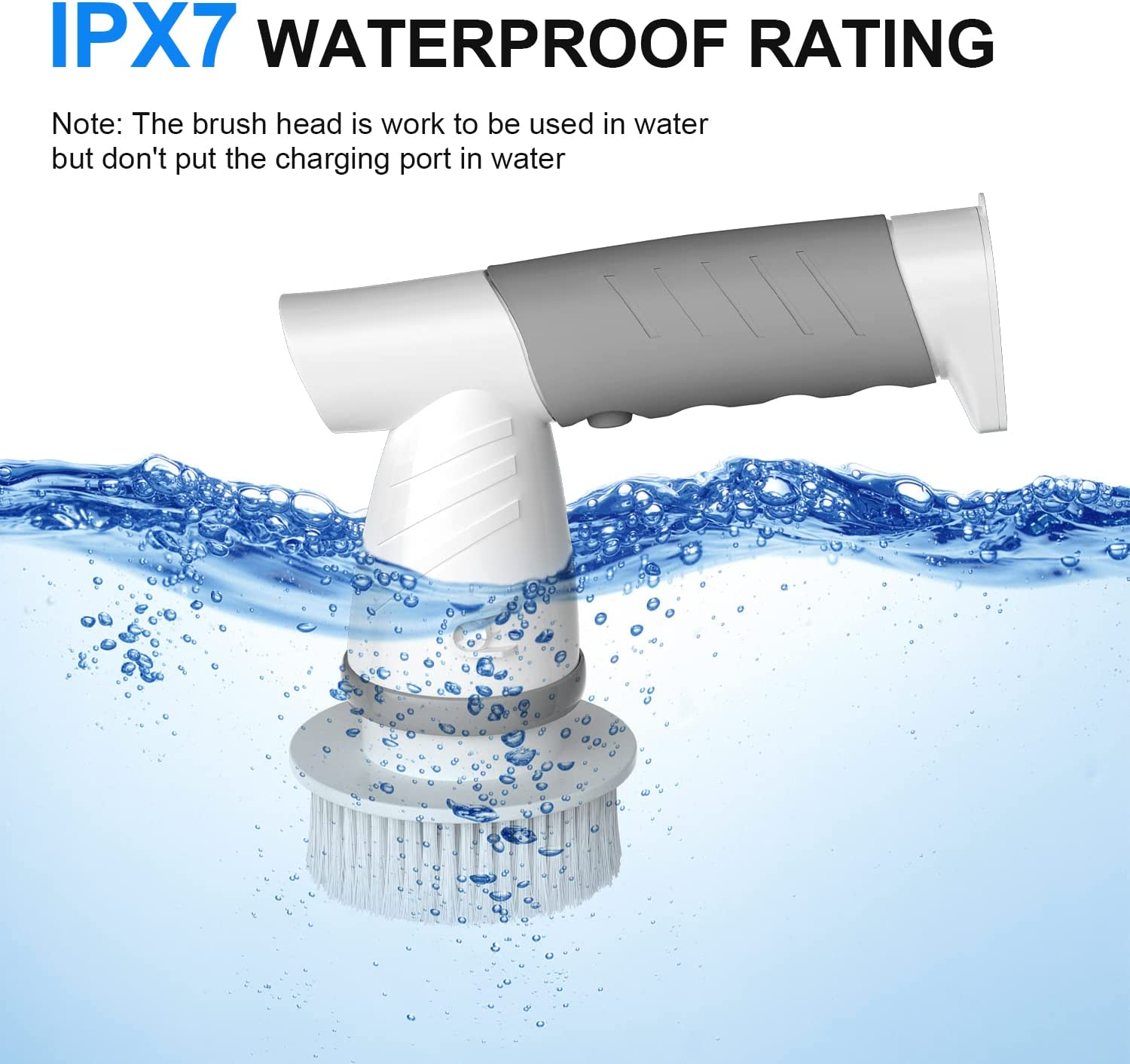 Electric Spin Scrubber Portable Cordless Power Electric Scrubber Rechargeable Electric Cleaning Brush with 4 Replaceable Brush Heads for Cleaning Bathroom Tub Ceramic Tile Floor Sink Kitchen and Car image number 6