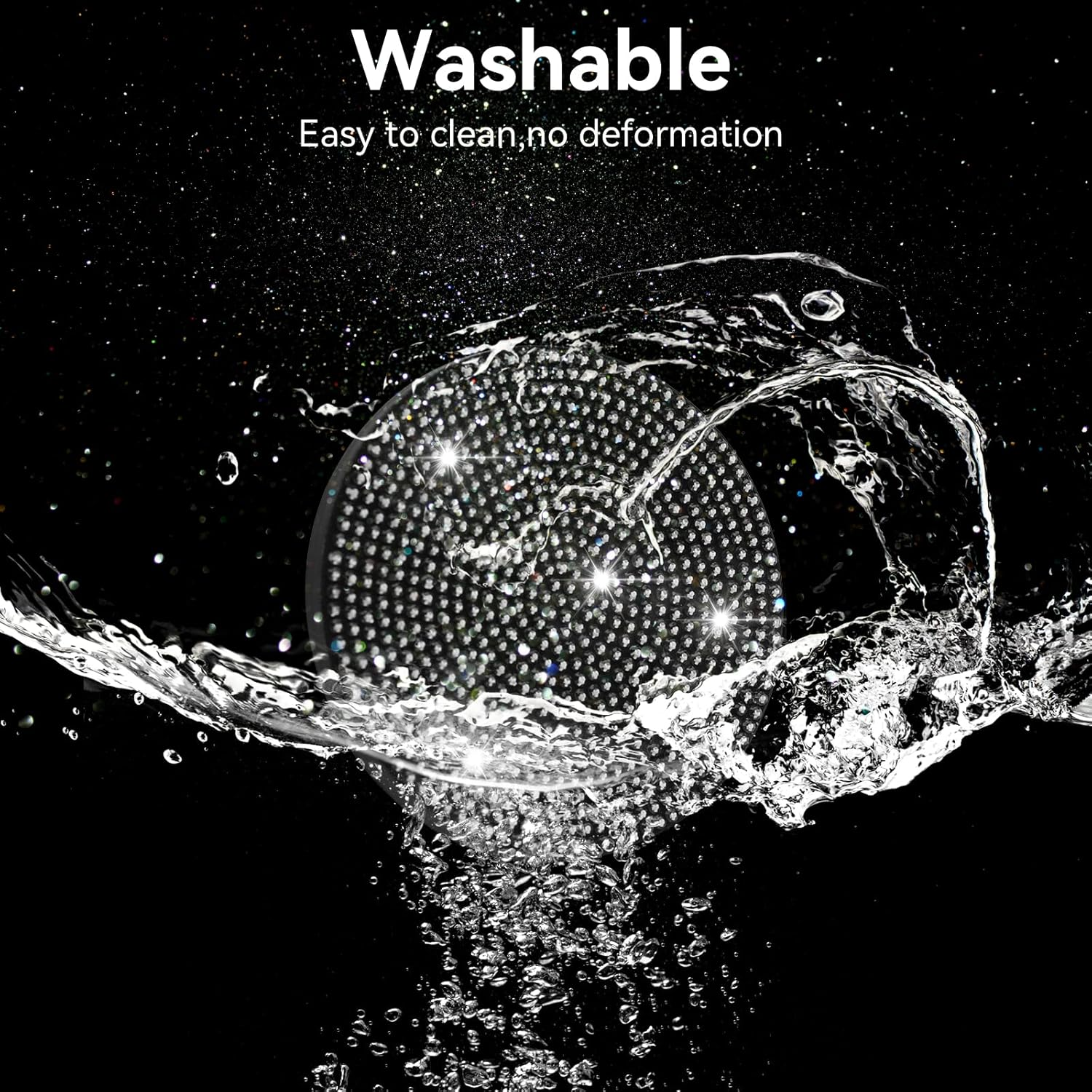 SINGARO Bling Cup Holder Coasters for Car, 2PCS Universal Non-Slip Cup Holder, Embedded Decorative Coasters, Shiny Crystal Car Interior Accessories Gifts for Women (Black) image number 3