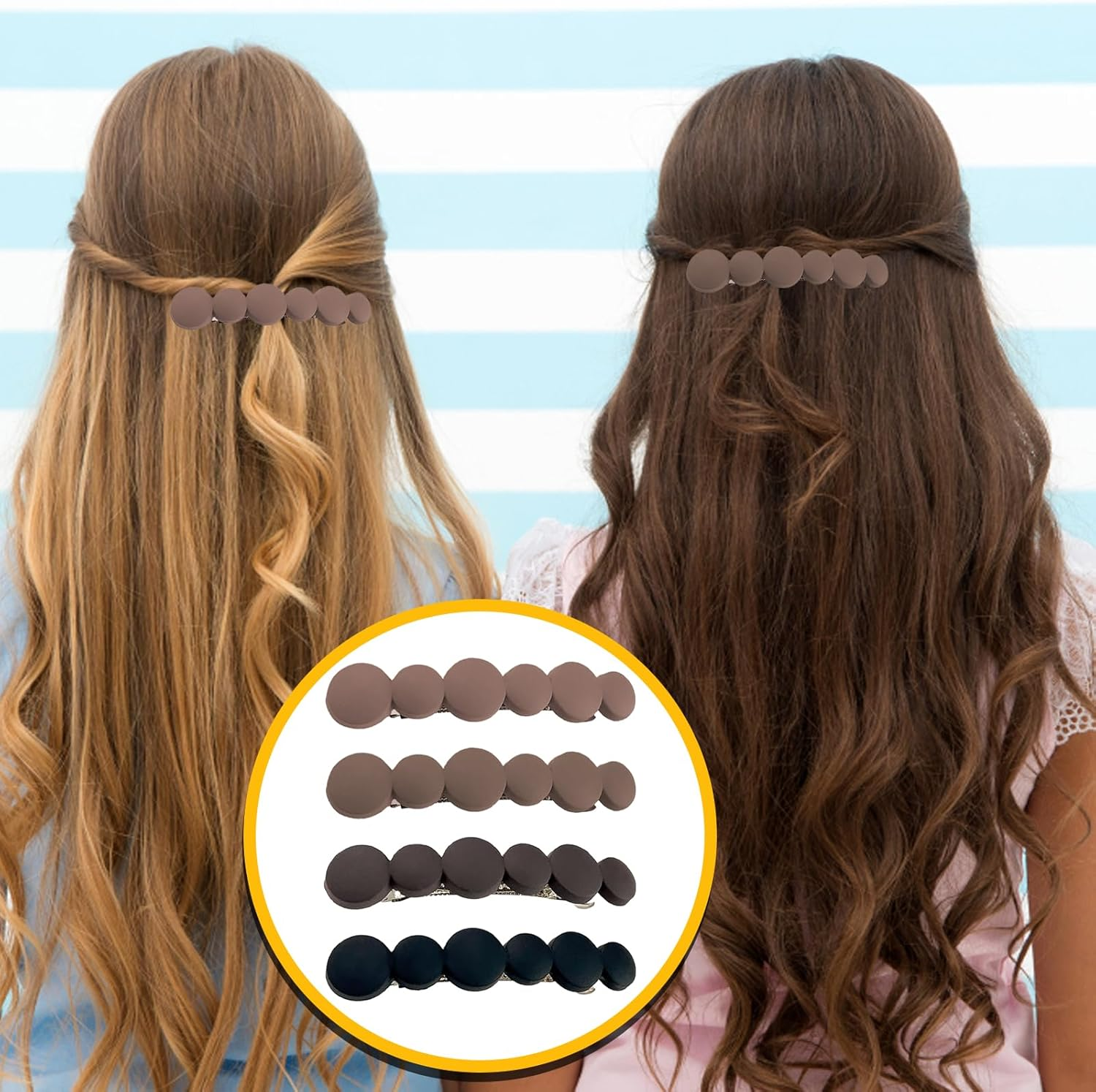 French Hair Pin, Women'S Hair Clips, Pack of 4 Hair Clips in Various Colours, Outdoor round Design, Non-Slip Girls Hair Clip, Small, Small Hair Clips for Girls and Women image number 1