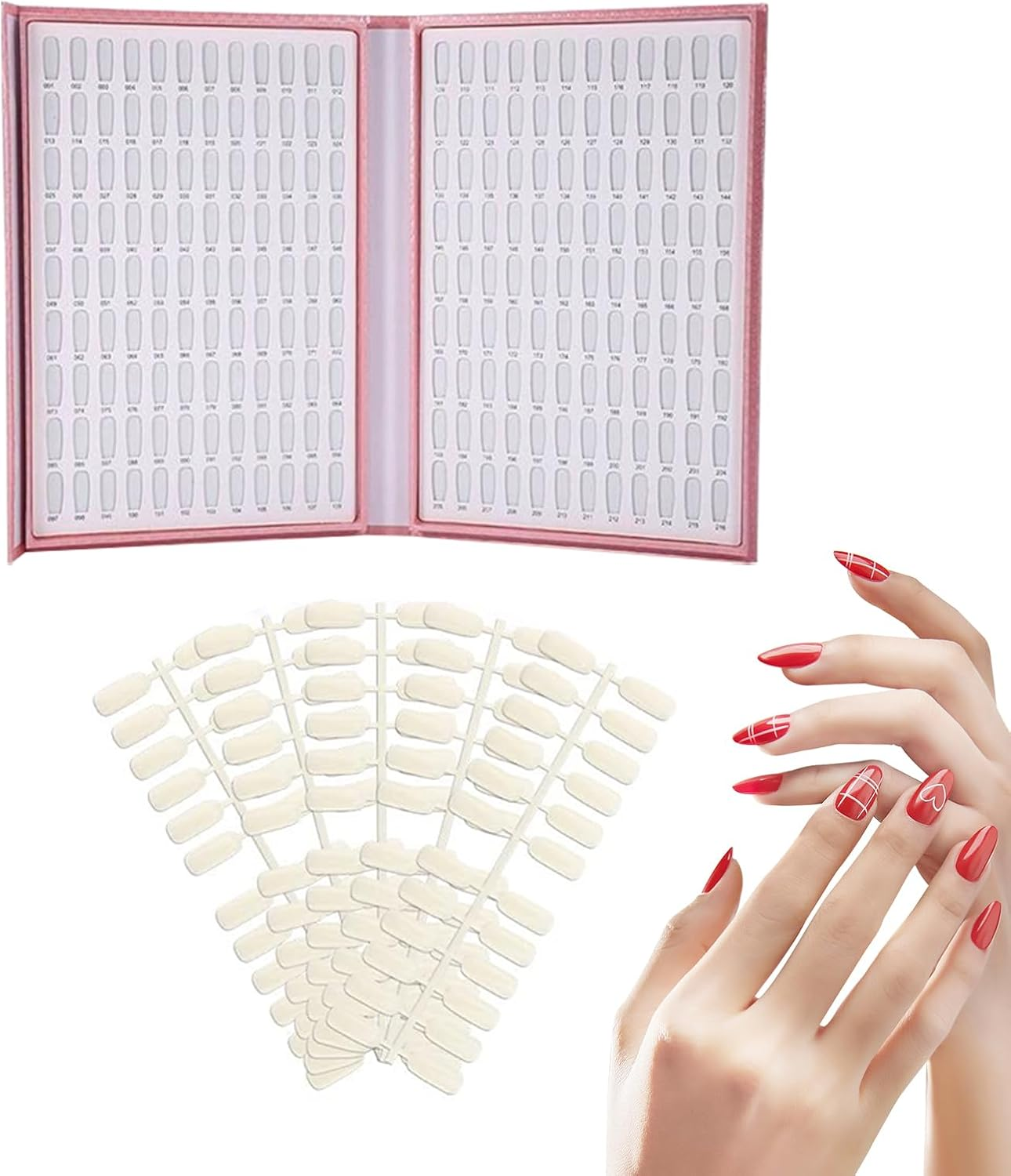 Qkbuza Nail Book,Nail Gel Polish Display Chart | Showing Professional 216 Colors Portable Chart for Salon Practice Storage Women Girls Art Styling Stations image number 5