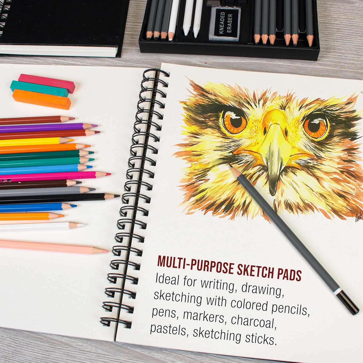 U.S. Art Supply 8.5" X 11" Premium Hardbound Sketch Book, 70 Pound (110Gsm), Book of 80-Sheets (Pack of 2 Sketchbooks) image number 6