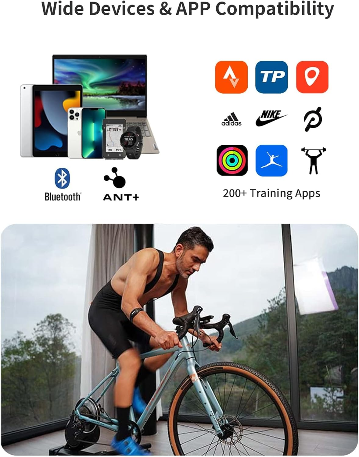 Igpsport Heart Rate Monitor Armband HR70, Bluetooth 5.0 ANT+ Arm Heart Rate Monitor, 65H Battery Life and HR Zone LED Indicator image number 4