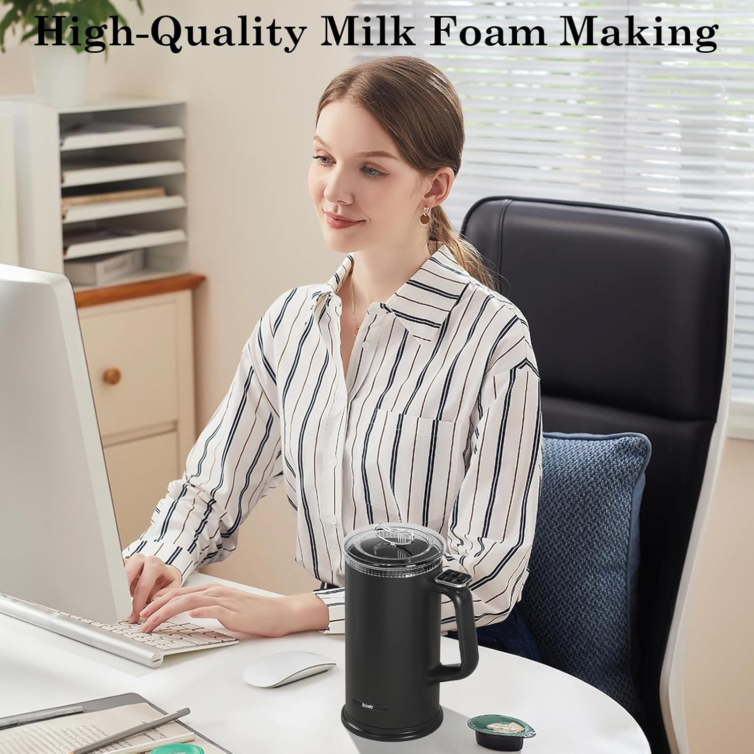 Milk Frother, Automatic Milk Foam Maker, Electric Milk Steamer, 4 Use Modes, Milk Warmer and Heater, Non-Stick Interior, Lower Noise, High-Quality Double Wall, Easy to Clean, Auto-Shut Off image number 2