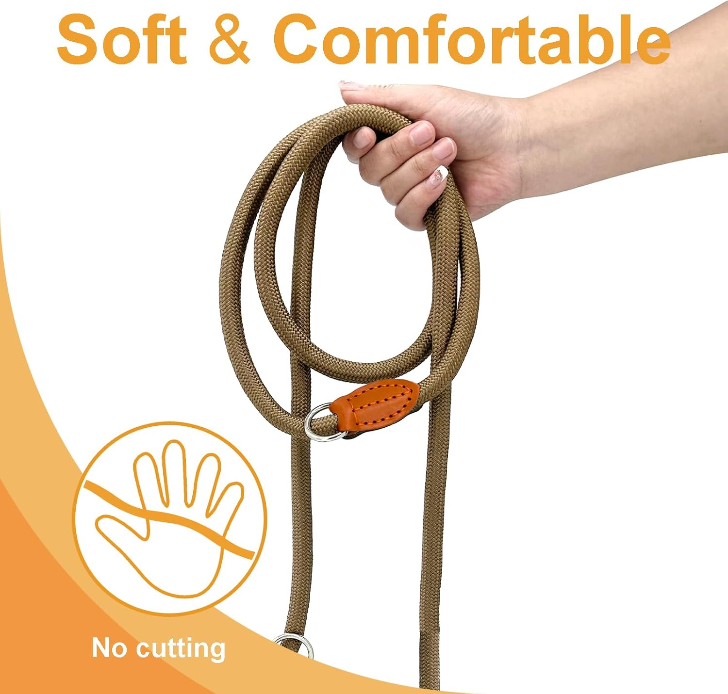 Dog Lead Hands Free Dog Lead Dog Training Leads 3M for Medium Small Dogs (10Mm*10Ft) Adjustable Double Ended Lead Multifunctional with Reflective Rope Lead for Outdoor Walking Running Brown image number 6