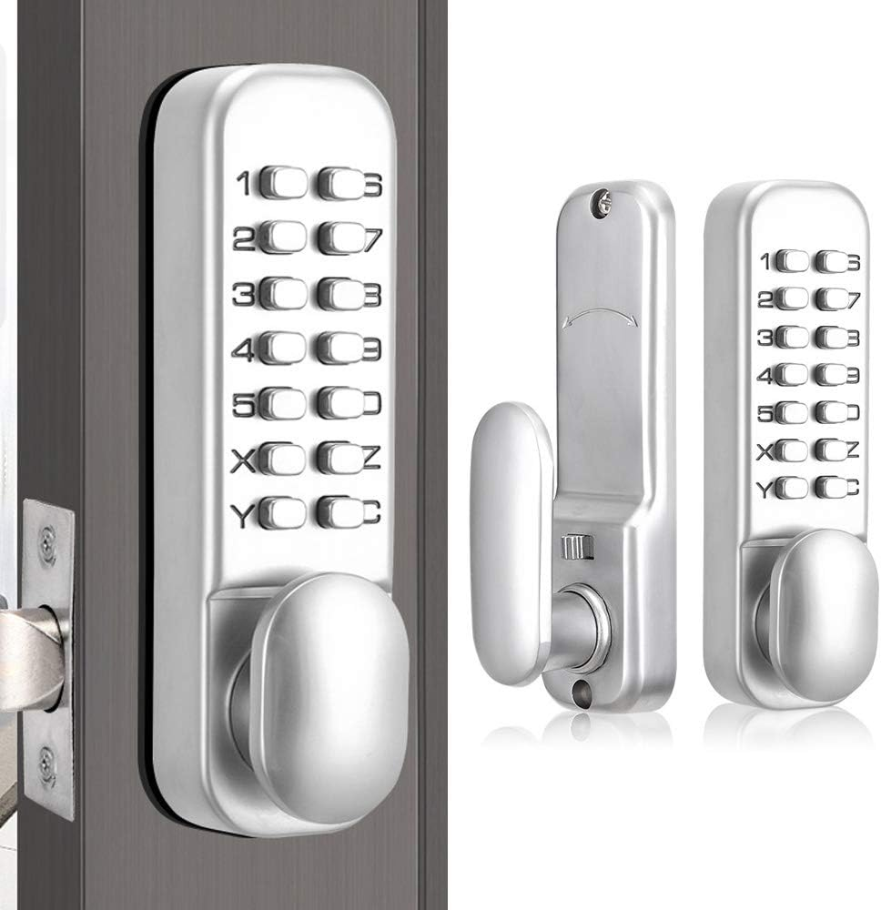 Digital Code Door Lock, Zinc Alloy Waterproof Keyless Safety Entry Door Lock, Digital Password Mechanical Lock for Outdoor Gate Fence image number 1