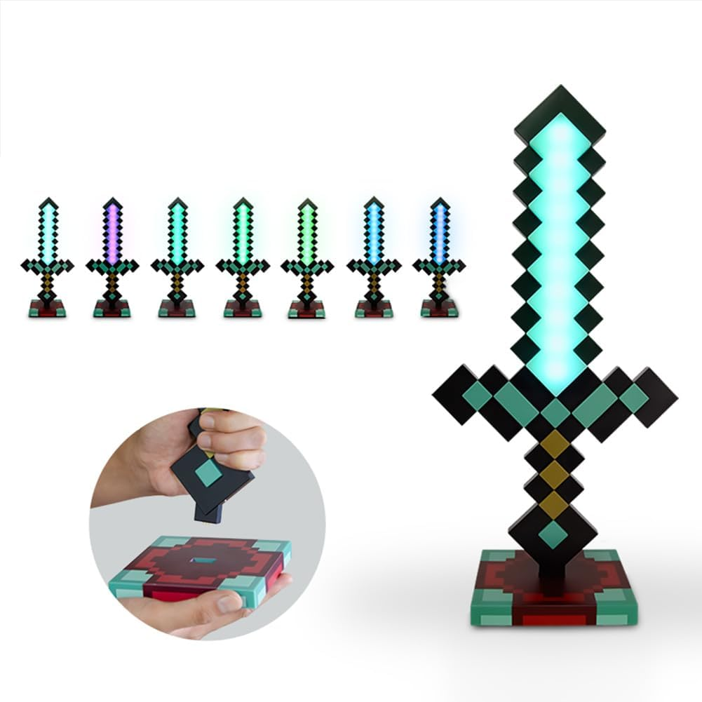 OVLENG Carft Diamond Sword Lamp - Night Lamp for Gaming Desk or Nightstand, 7 Adjustable Color Modes, Works with USB-C image number 1