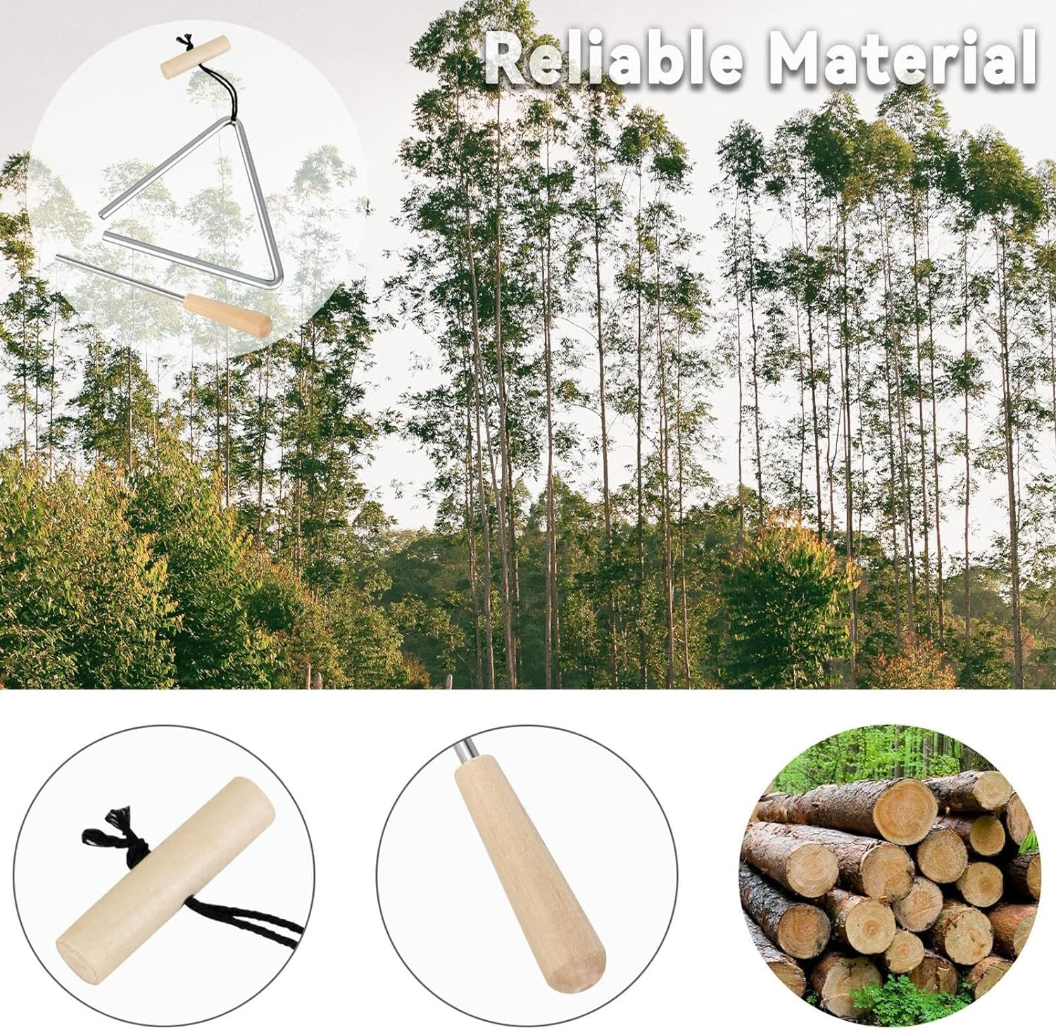 Hand Percussion Triangles | Music Hand Instrument Steel Triangle,Portable Triangle Percussion Bell Triangle Beater for Kids Children - 6 Inches image number 4