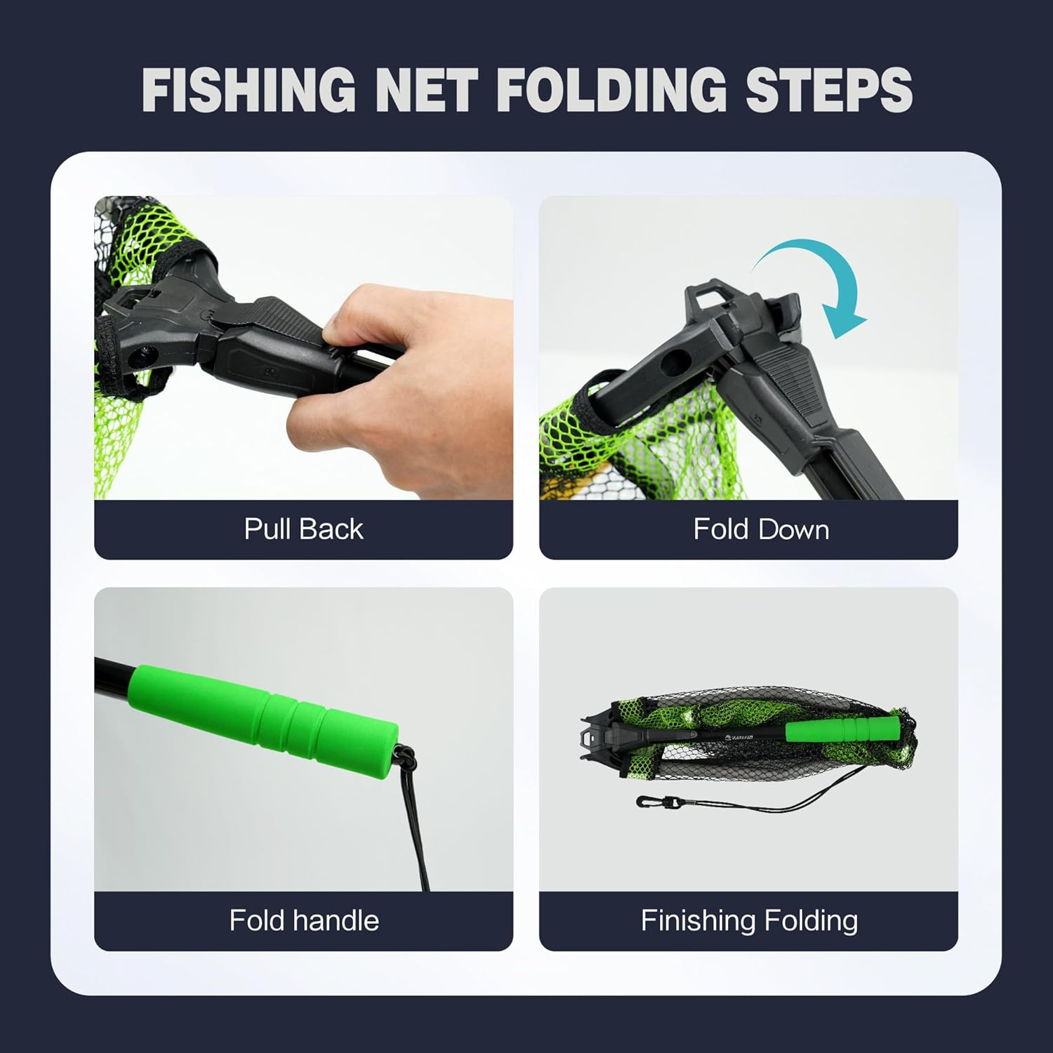 Black Paw Floating Fishing Net Foldable Telescopic Fish Landing Net Rubber Coated Fishing Net for Kayak, Fly, Trout, Fishing Net Freshwater Saltwater image number 6