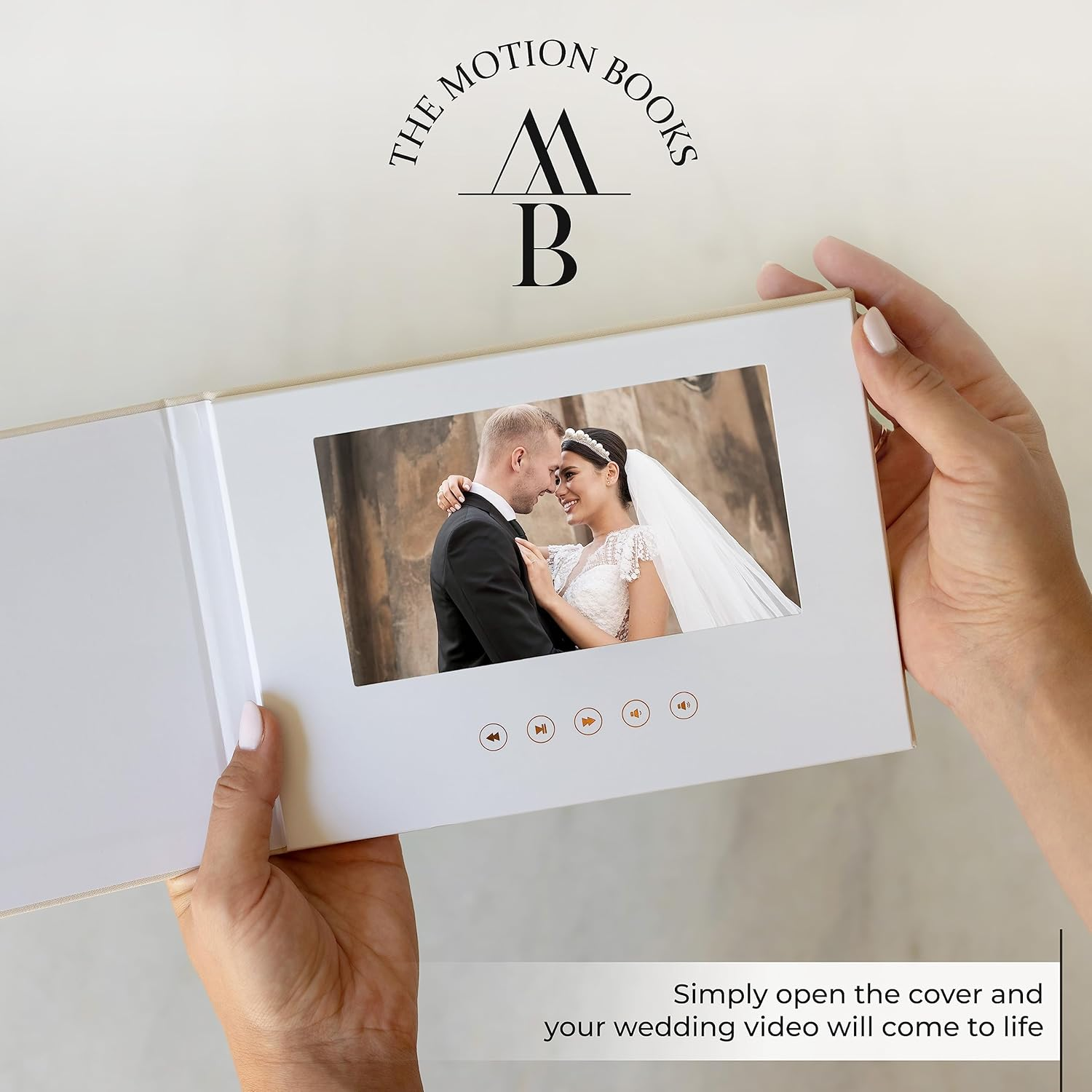 The Motion Books (ALWAYS & FOREVER - BLACK FOIL) | Luxury Linen Bound Video Book | Black Foil Letter Stamping | up to 3 Hours of Video, 7&rdquo; IPS Display, 4GB of Memory & Rechargeable Battery image number 2