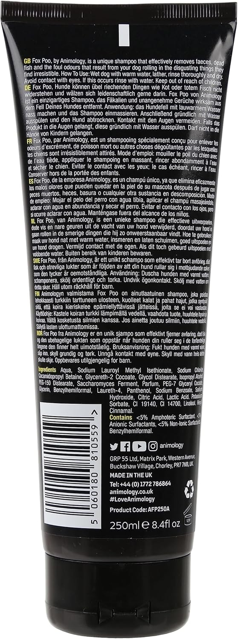 Animology Fox Poo Deodorising Dog Shampoo 250Ml image number 1