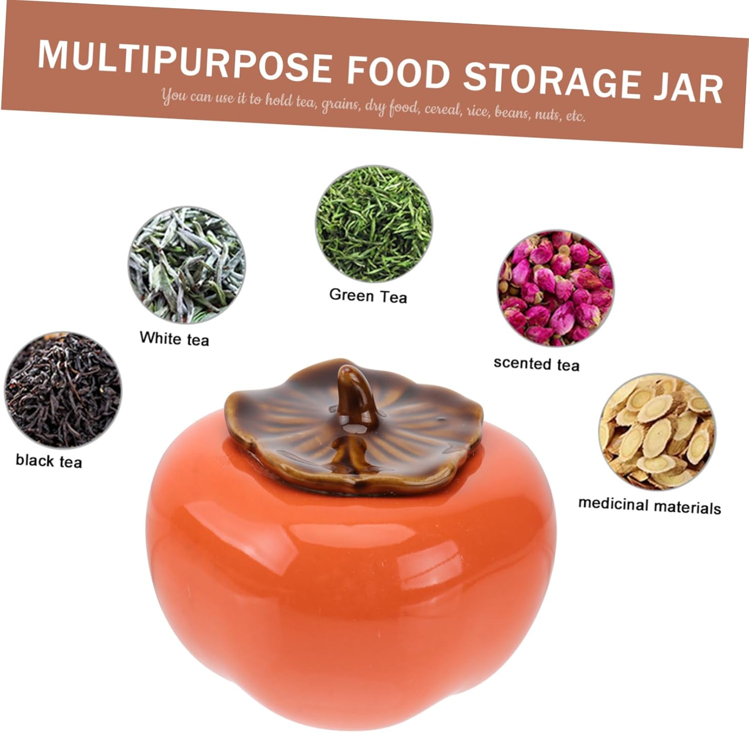 Mikinona Versatile Pumpkin Shape Tea Storage Sealed Jar for Dried Fruit Tea Sugar Storage Accessories Ideal for Home image number 4